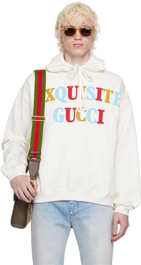 gucci white hoodie|Gucci distressed hoodie.